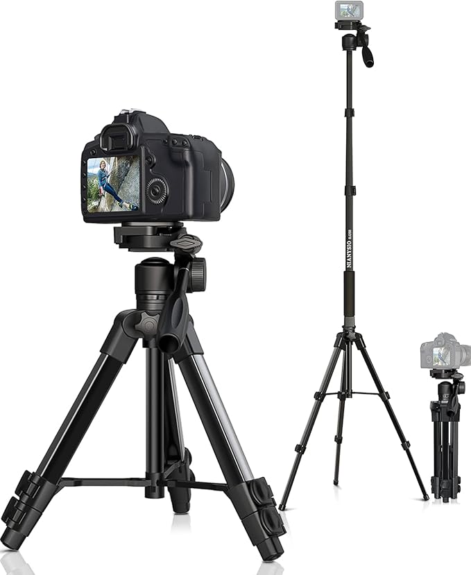66.7" Camera Tripod Monopod with 3-Way Swivel Head, Aluminum Camera Stand | Camera Tripod with Quick Release Plate & Carry Bag, Fits Canon Nikon DSLR, GoPro, Video Cameras, Camcorders and Smartphones by NIANYISO-Themosttrustworthyoutdooractivitypartner
