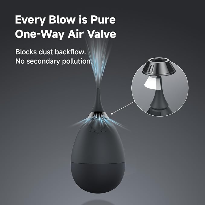 VSGO Camera Air Blower for Lens and Sensor Cleaning, Blue | One-Way Air Valve; Tumbler Base Keeps Nozzle Raised; Soft Silicone Body; Easy-Squeeze Design; Pocket-Friendly - Image 3