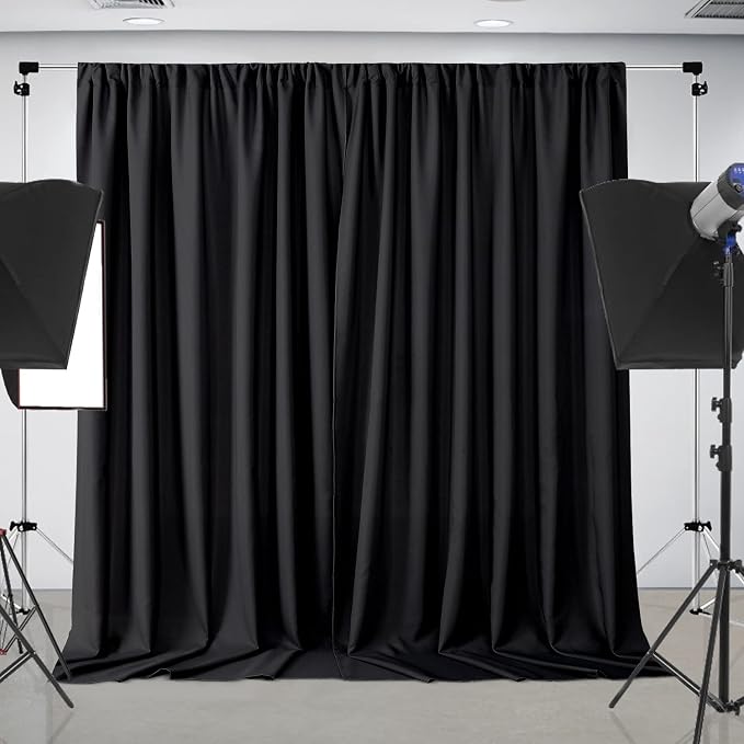 Joydeco Black Backdrop Curtain for Parties, Wrinkle Free Black Curtains Photo Backdrop for Wedding Decor, Birthday Party Graduation Baby Shower Photography(5ft x 7ft, 2 Panels) by JOYDECO