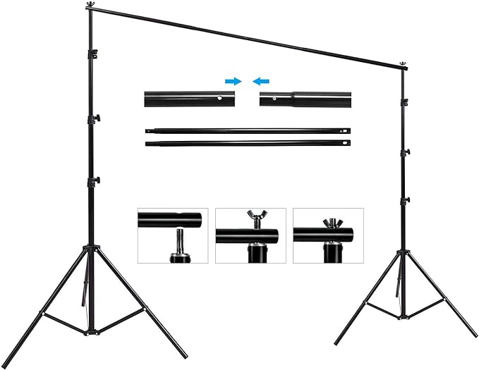 Photo Background Support System with 8.5 x 10ft Backdrop Stand Kit, 100% White Cotton Muslin Backdrop,Clamp, Carry Bag for Photography Video Studio - Image 4