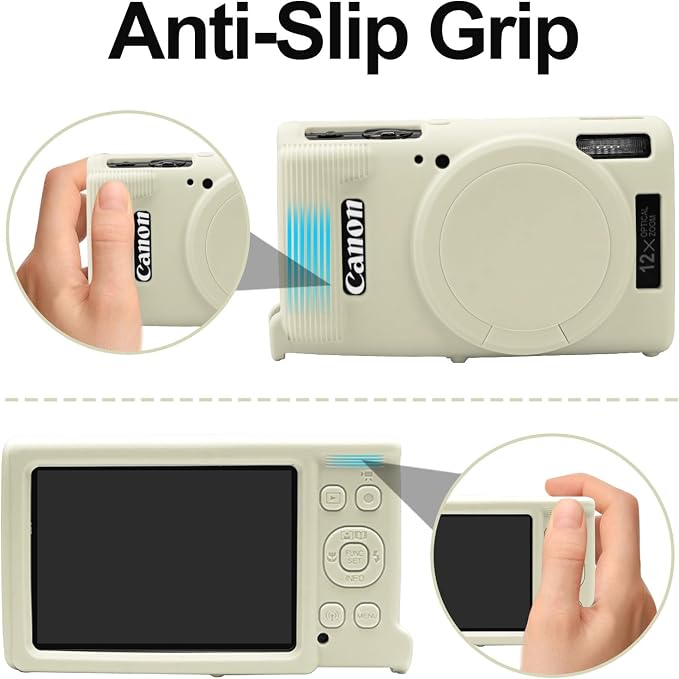 Easy Hood Camera Case for Canon ELPH 360/IXUS 285 HS/IXY 650 Camera,Beige | With Removable Lens Cover,Soft Silicone Protective Case,Anti-Scratch,Dustproof,Shockproof,Enhanced Grip,Camera Accessories - Image 4