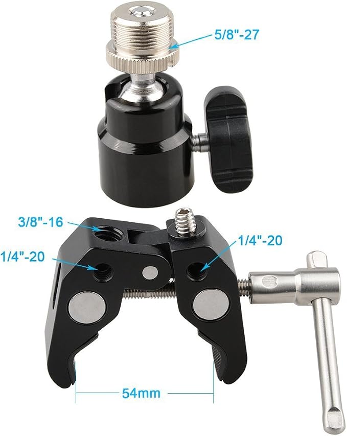 CAMVATE Crab Clamp Articulated 1/4 Mini Ball Head for Microphones - 1465 - Image 2