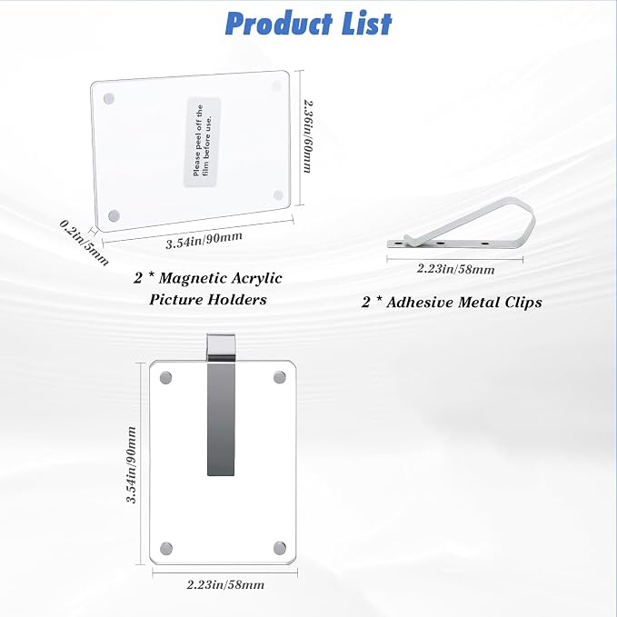 1797 Car Visor Clip Photo Holders 2 Pack, Cute Personalized Gifts for Her Him Mom Dad Wife Husband Girlfriend Boyfriend, Magnetic Picture Frame fit Polaroid & Wallet Photos 3.5 x 2.4 inch - Image 7