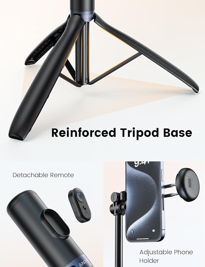 67.7" Phone Tripod with Light & 1/4" Camera Mount, NT99 Selfie Stick | Tall,Wireless Detachable Remote,Comapct Travel Stand Holder for Filming Video Recording,Compatible with iPhone/Samsung/Camera - Image 7