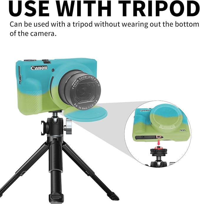 Easy Hood Camera Case Cover for Canon Powershot G7X Mark III (Green Blue) | With Removable Lens Cover,Soft Silicone Protective Case,Anti-Scratch,Slim Fit,Enhanced Grip,Lightweight Camera Accessories - Image 5