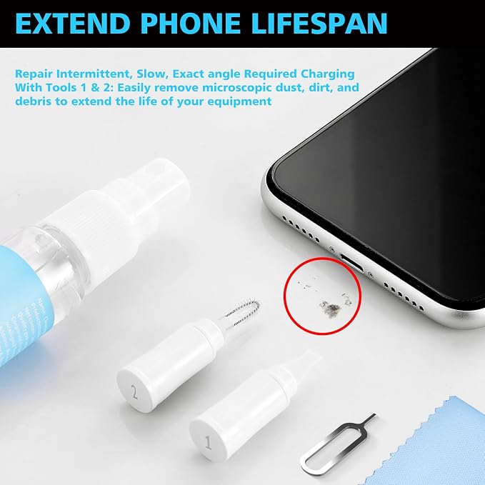ECASP Cleaner Kit for AirPod,Multi-Tool iPhone Cleaning Kit,Cell Phone Cleaning Repair & Recovery for iPhone & iPad(Type C)Charging Port,Lightning Cables&Connectors,Easy to Store & Carry Design,White - Image 3