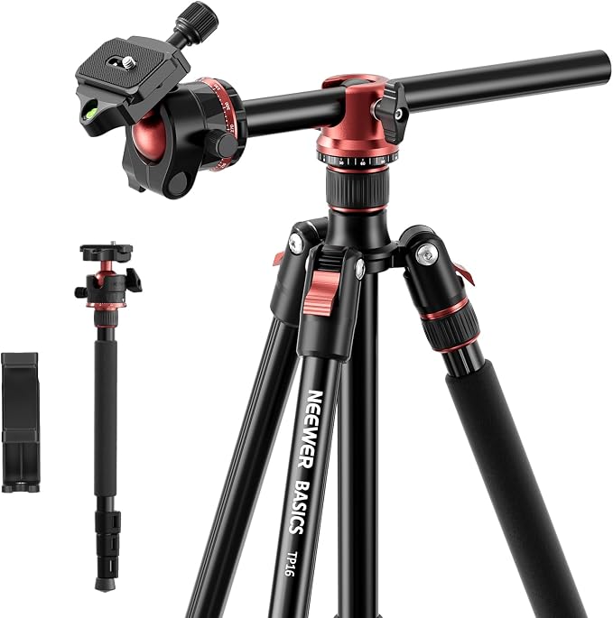 NEEWER Basics 70.9" Camera Tripod Monopod w Center Column/Ball Head, TP16 | Quick Release, Overhead DSLR Cell Phone Holder Stand, Compatible with iPhone, Travel, Video Recording, 17.6 Lb Max Load by Neewer