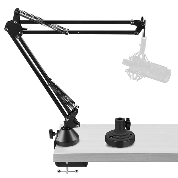 GEEKRIA for Creators Professional Microphone Boom Arm Compatible with Audio-Technica AT2035, AT2020, Suspension Mic Stand, Adjustable Desk Mount Holder for Studio Recording, 28.7" Reach by GEEKRIA