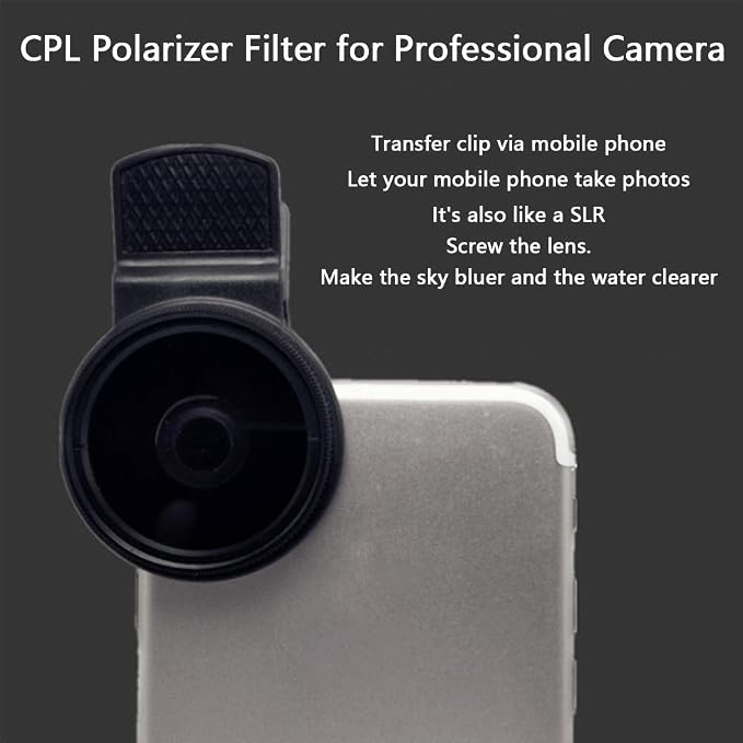 37mm CPL Phone Camera Lens, Universal Polarizer Clip-On Cellphone CPL Filter Compatible with iPhoneSamsung/Android Smartphones - Image 5