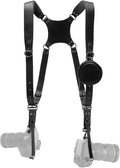 Dual Camera Harness Leather Camera Straps for Photographers for DSLR/SLR | Camera Holster Camera Harness for Photographers Leather Harness Camera Belt Spider Holster Camera Belt Camera Neck Strap by Honikoo