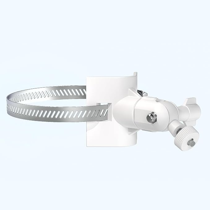Universal Adjustable Stainless Mount Bracket Outdoor Security Camera 360 Degree hoop Hose Clamp Pipe Poles Mount No-drill holes Compatible with Reolink/Nest/Arlo/Eufy/Wyze and other camera (White) - Image 2