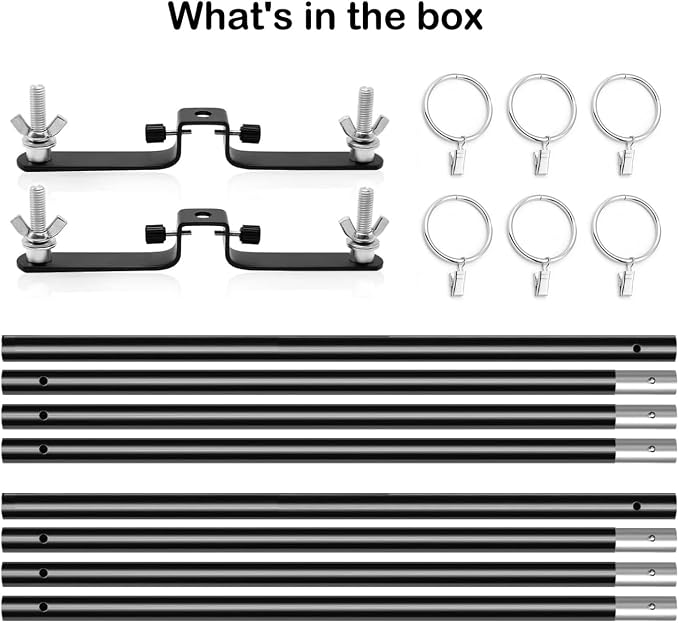 118" / 3m Background Folding Crossbar, Photography Lighting Muslin Backdrop Support Crossbar, 2 x 3m Crossbar, 2 x Mount,6 x Clip - Image 7