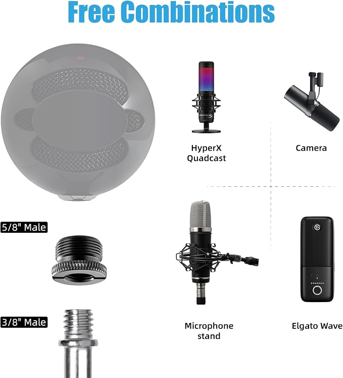 Mic Stand Adapter Set, 5/8 to 3/8 & 1/4 Thread Adapter | 8 Pack, 4 Thread Sizes, Aluminum Alloy, Knurled Grip, Precision Threads, Fits Mic Stands, Boom Arms & Tripods - Image 5