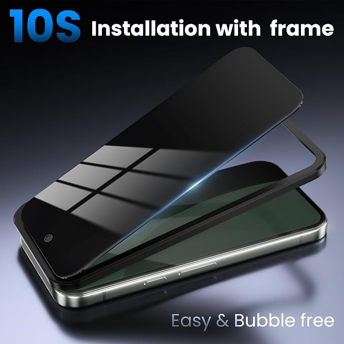 2+2 Pack for Google Pixel 10A Privacy Screen Protector & Camera Lens Protector, Support Fingerprint Unlock, Anti Spy Tempered Glass, Case Friendly, Bubble Free, Easy Installation | Support Fingerprint Unlock, Anti Spy, 9H Hardness Tempered Glass, Case ... - Image 7