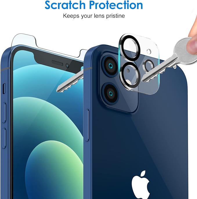 JETech Screen Protector for iPhone 12, with Camera Lens Protector, 2+2 Pack | HD Clear Tempered Glass, Face ID Compatible, Anti-Scratch Protection - Image 5