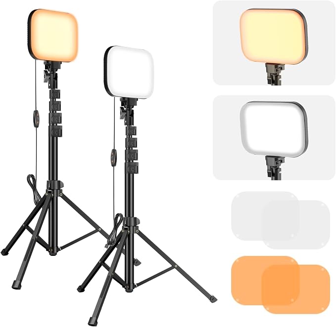 EMART LED Video Light,62" Tripod, 3000-5500K Studio Lights for Photography | Portable 3000-5500K CRI97+ Panel Light & Magnetic Light Filters, Bi-Color Dimmable Lighting for Video Recording,Podcast 2Pack by EMART