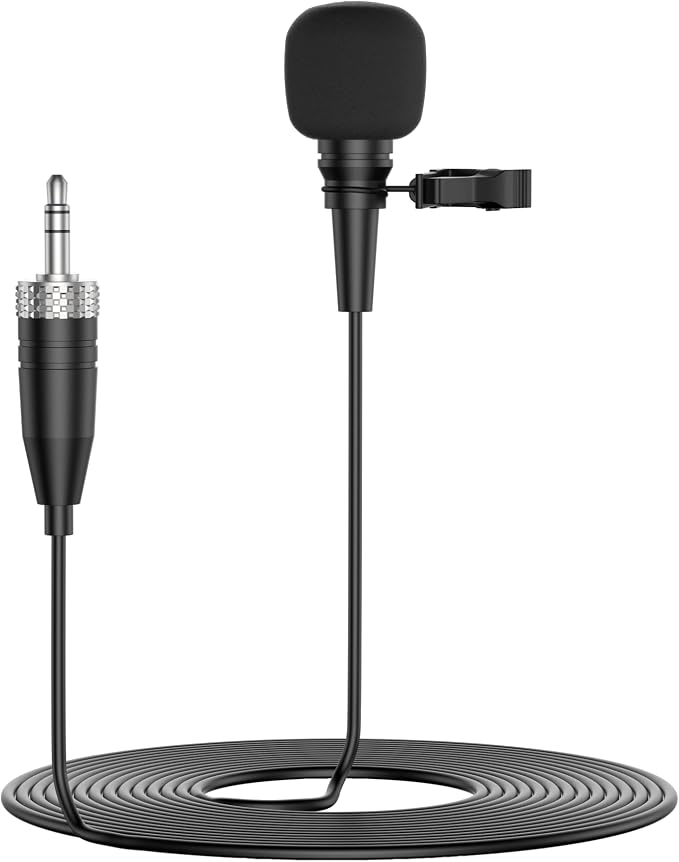 Professional Unidirectional Super Cardioid Lavalier Lapel Microphone - Compatible with Sennheiser Wireless Bodypack System (3.5mm Female Screw Plug) by EVSPACES