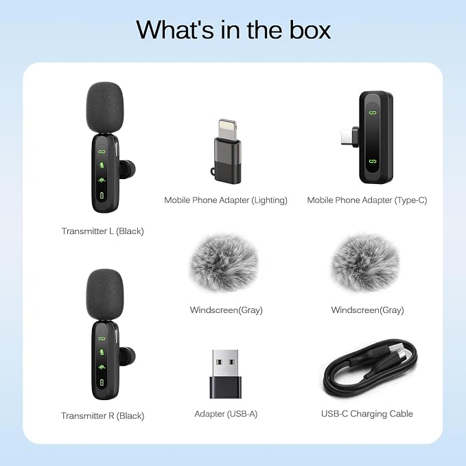 Back Wireless Lavalier Microphone for iPhone/Android, 60ft Transmission, Record While Charging, Ultra-Long Battery Life, Noise Reduction, Plug & Play, for Vlog TikTok YouTube - Image 8