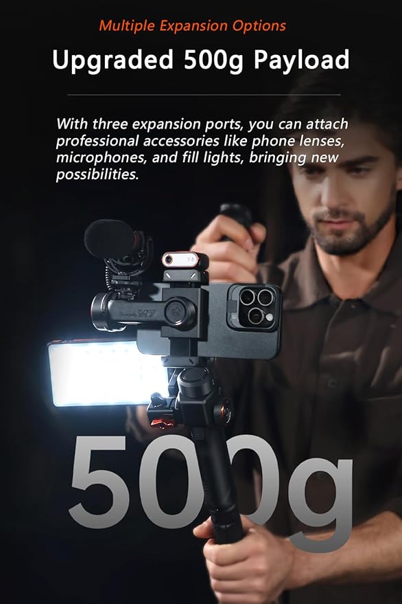 Hohem iSteady M7 Gimbal Stabilizer for Smartphone, Magnetic AI Tracker Fill Light, Detachable Touchscreen Remote Controller, Built-in Extension Rod, 500g Payload Gimbal Stabilizer for iPhone Android - Image 5