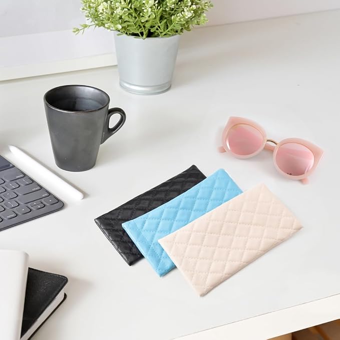 TRIUMPH VISION Eyeglass Case Glasses Case Soft Sunglass Pouch Sleeve 3 Pack | Slim Lightweight Alternative to Bulky Case, Leather Lined Protect Lens, Squeeze Easy to Use, Stylish Portable for Daily Use - Image 6