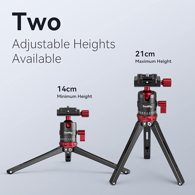 SmallRig Desktop Mini Tripod for Camera/Phone, Aluminum, Load up to 11lbs | Aluminum Alloy, with 360 Degree Ball Head, 1/4'' Quick Shoe Plate for Vlogging DSLR Camera Video, Load up to 11 pounds - Image 5