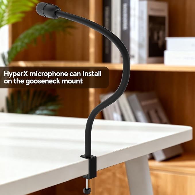 Microphone Stand,50 cm Long Flexible Gooseneck Arm Desktop Clamp Mount,Universal Heavy Duty Mic Clip Holder 3/8" to 5/8" Adapter,Compatible with Shure/Fifine/HyperX /AT2020 /Pyle/Blue Snowball/Razer - Image 4