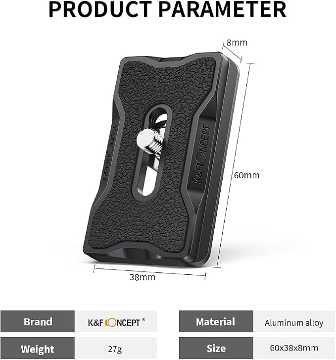 K&F CONCEPT Aluminum Camera Tripod Quick Release Mounting Plate for Tripod | Compact Design with Battery Access, 1/4" Screw for Cameras/Light/Mic, Fits Arca Swiss, TP12 - Image 3