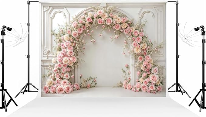 Kate 7×5ft (2.2×1.5m) White Plaster Line Wall Backdrop Photography Arched Flower Door Indoor Birthday Girl Party Party Wedding Maternal Portrait Background Photography Studio Props Photos Videos by KateBackdropforPhotography