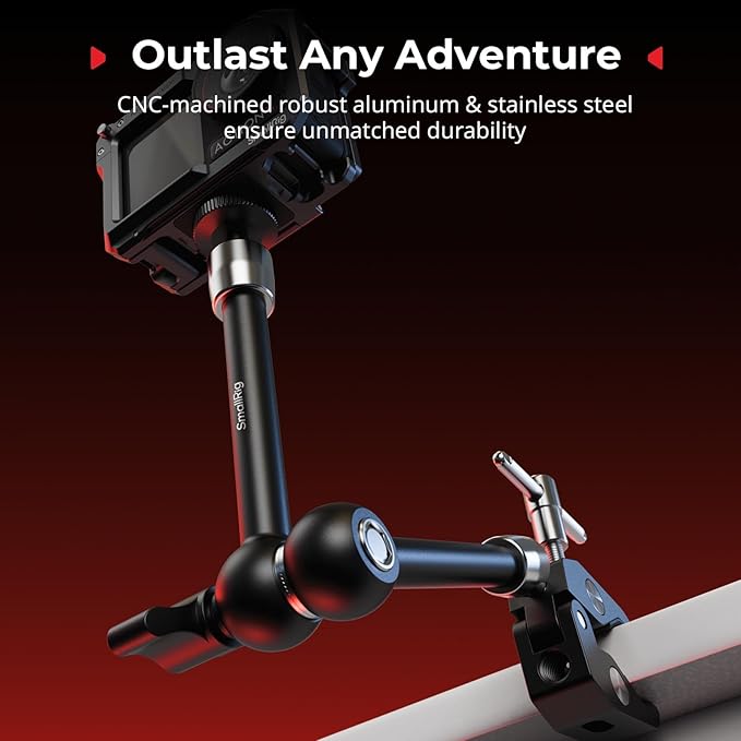 SMALLRIG Magic Arm with Super Clamp for Action Cameras, Camera Clamp Mount for GoPro Hero 13/12/11, for DJI Osmo Action 5 pro/4/3, for Insta360 Ace Pro 2, with 1/4" Screw for Monitor/LED Lights - Image 6