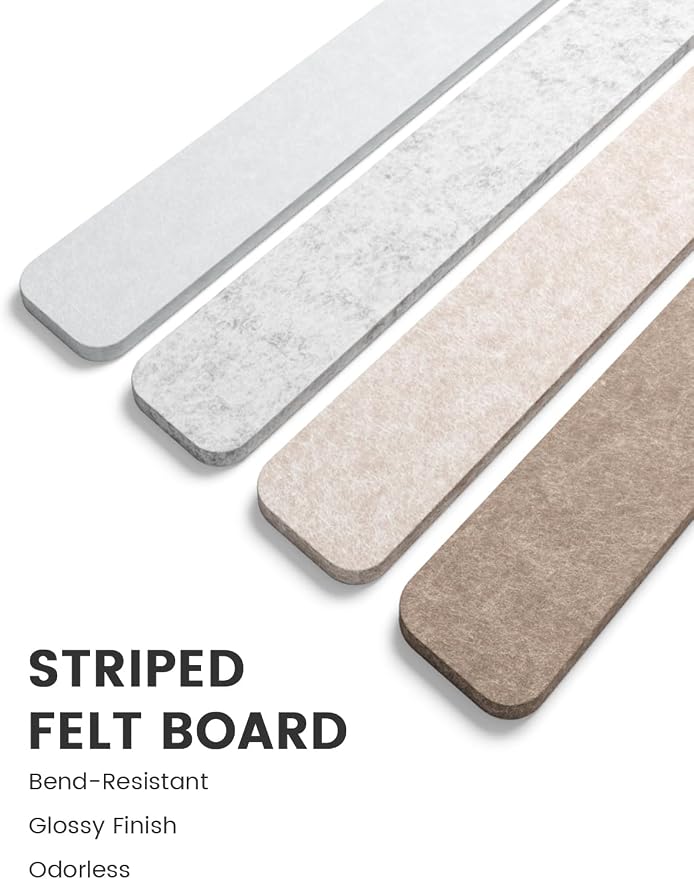 Fluxynara 13" x 2" Felt Wall Panels, Stone Beige | 5-Pack Includes 35 Push Pins and Adhesive Tabs for Photos, Notes and Decor in Bedroom Doors, Home Office or Studios - Image 3