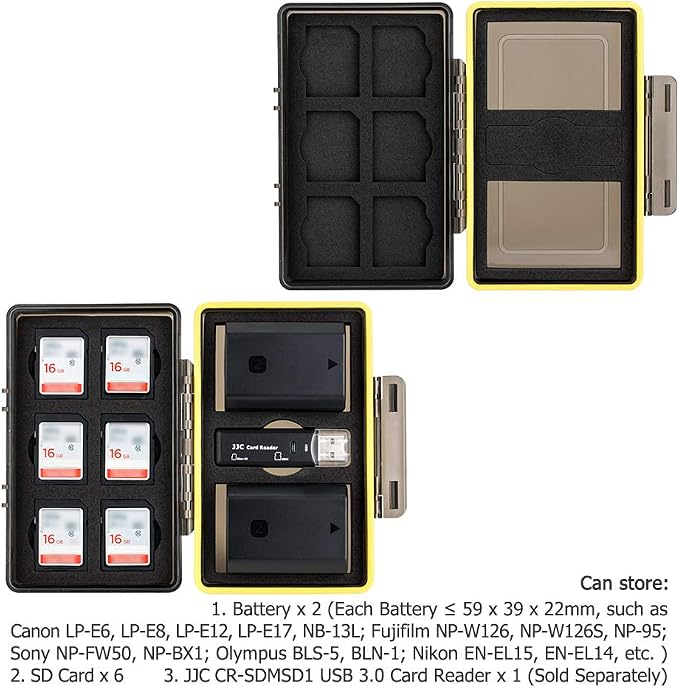 Sony NP-FZ100 NP-FW50 Battery SD Memory Card Case Holder for 6 SD 2 Battery, Water-Resistant & Shockproof, Camera Battery Storage Organizer Box for Sony A9 III III A7RIV A7RIII A7III A7SIII A1 A7M5 - Image 5