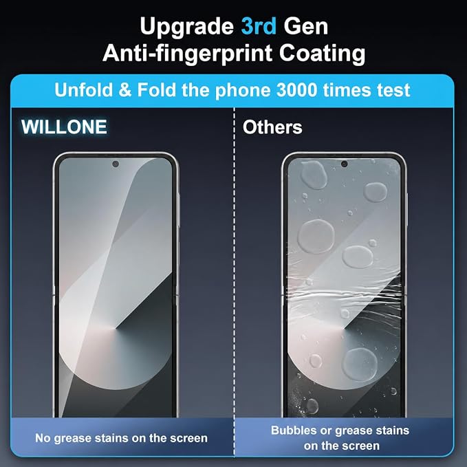 2 Pack for Samsung Galaxy Z Flip 6 / Z Flip 7 FE Screen Protector | 2 Pack Front Tempered Glass With Installation Frame,Support Fingerprint Unlock, Touch Sensitive, Anti-Scratch, Case Friendly - Image 2