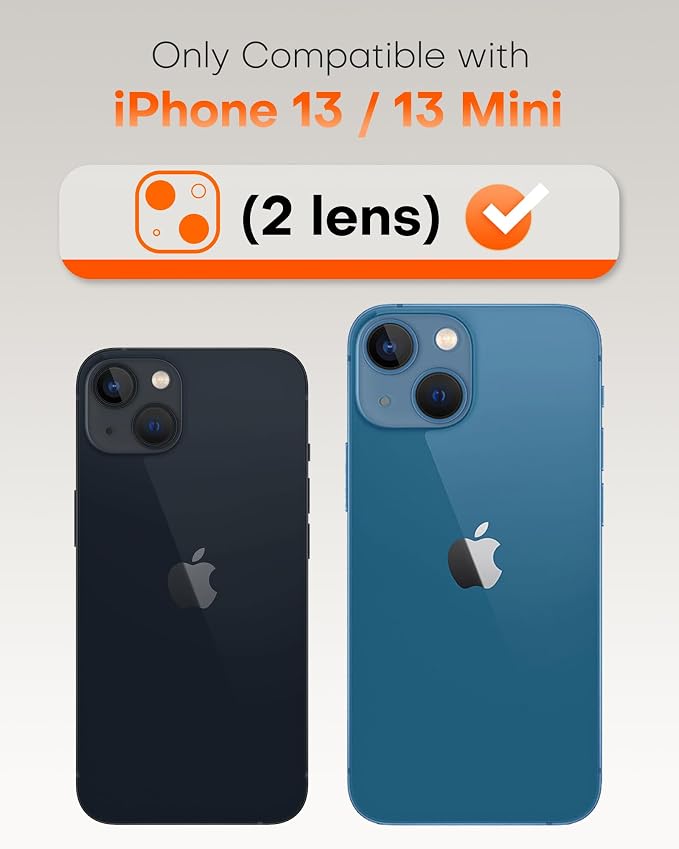 TOCOL Camera Lens Protector for iPhone 13 / iPhone 13 Mini Tempered Glass HD Individual Scratch Resistant Camera Cover Accessories Case Friendly 2 Pack（Black） - Image 2