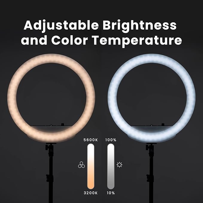 Lume Cube LED Ring Light for Videos, Selfies, Live Streaming |18” Circle Light with Stand, Phone Holder, and Camera Mount | Portable + 6.5 ft Tripod Stand and Travel Case | Battery Not Included - Image 3
