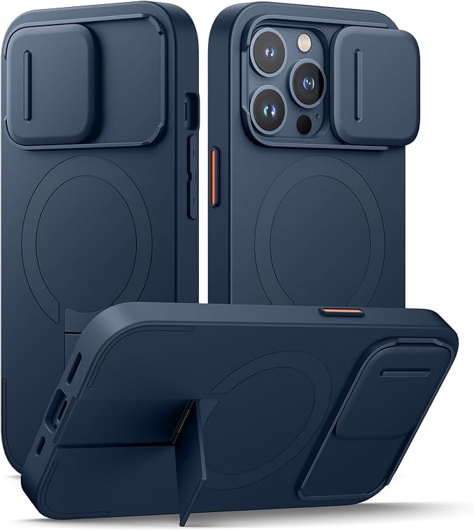 SURITCH for iPhone 13 Pro Case with Magnetic Camera Slide Cover and Adjustable Kickstand, Compatible with MagSafe, Shockproof Bumper Case Slim Protective Cover for iPhone 13 Pro 6.1 Inch, Blue by SURITCH