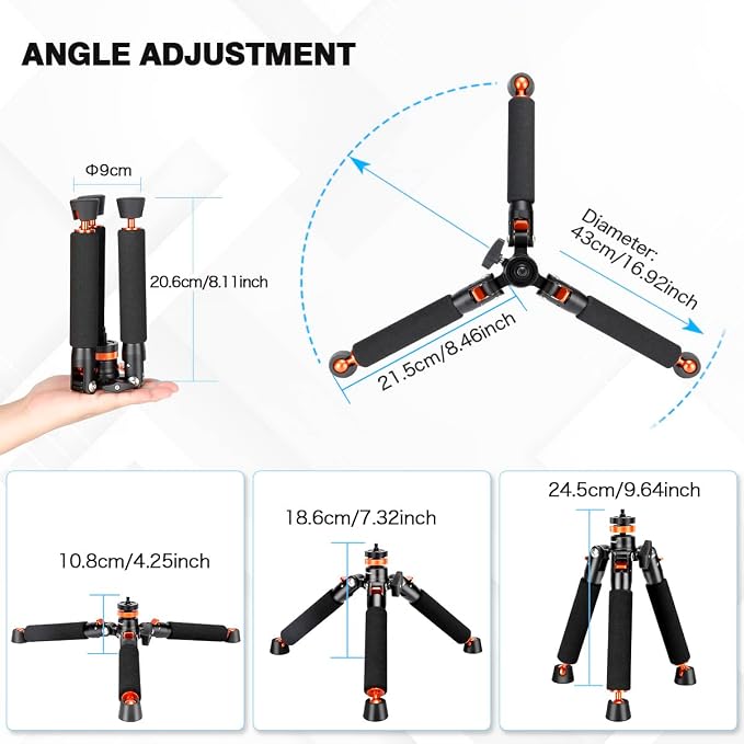 Koolehaoda 69" Aluminum Camera Monopod with Tripod Base, 6 Sections | 6-Section Adjustable Height 18"-69", Φ28mm Leg, Metal Tripod Base, Load Capacity 13lbs/6kg, for DSLR Mirrorless Camera - Image 6