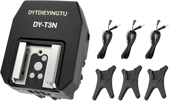DY-T3N for Nikon Camera Flash Hot Shoe Adapter Mount Top-Mounted Expansion Accessory: Multi-Flash synchronous Shooting with Cable Converter A Set with 3 Wires (DY-T3N N03) by DYTDIEYINGTU