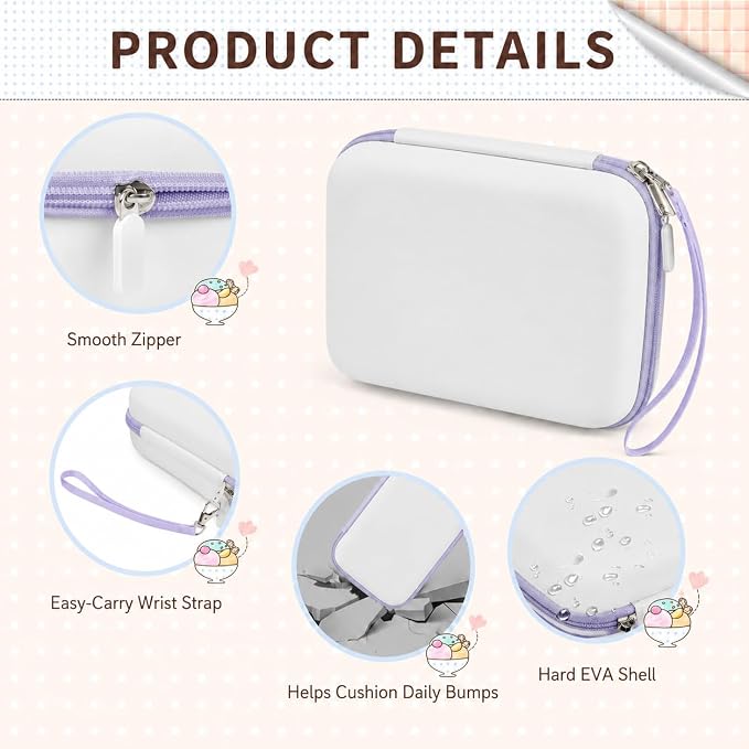 Kids Instant Print Camera Case for DYLANTO for ESOXOFFORE Cameras | Portable Digital Camera Case Organizer for ETIKEZ for YTETCN for DUDUDRAGON with Pocket for Accessories (Box Only)-White - Image 6