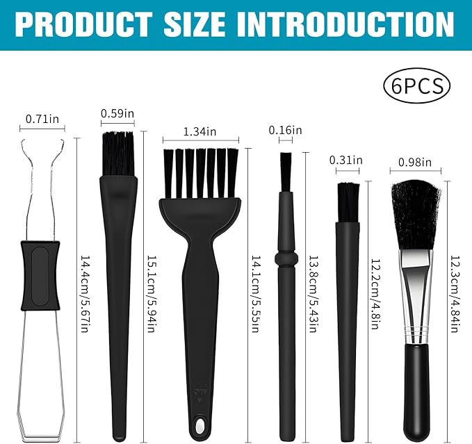 6PCS Keyboard Brush Cleaner Kit with Keycap Puller & Switch Puller, PP Handle Nylon Small Space Dust Removal Anti Static Brush for Computer Keyboard Electrical Appliance Seam Motherboard Camera - Image 2