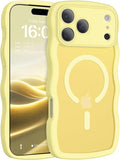 BENTOBEN Magnetic for iPhone 17 Pro Max Case, Cute Wavy [Full Camera Protection][Compatible with MagSafe] Matte Anti-Slip Bumper Women Men Boys Protective Cover for 17 ProMax 6.9", Yellow by BENTOBEN