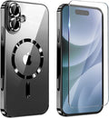 Magnetic Glossy Case for iPhone 17,iPhone17 Phone Case Slim Clear Luxury with Screen Protector & Camera Protector [Compatible with MagSafe], Shockproof Cover for iPhone Case 17-Black by Unknown