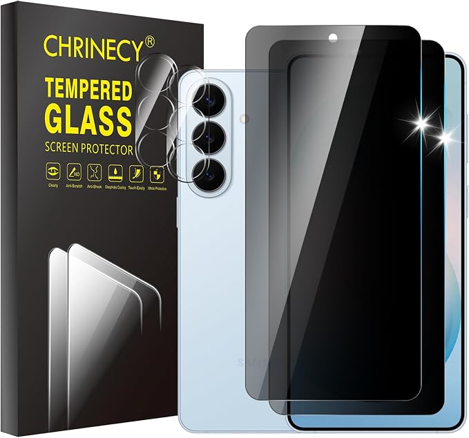 2+2 Pack Privacy Screen Protector for Samsung Galaxy S26 Plus | With Camera Lens Protectors, 9H Tempered Glass, Anti-Spy, Case Friendly by CHRINECY