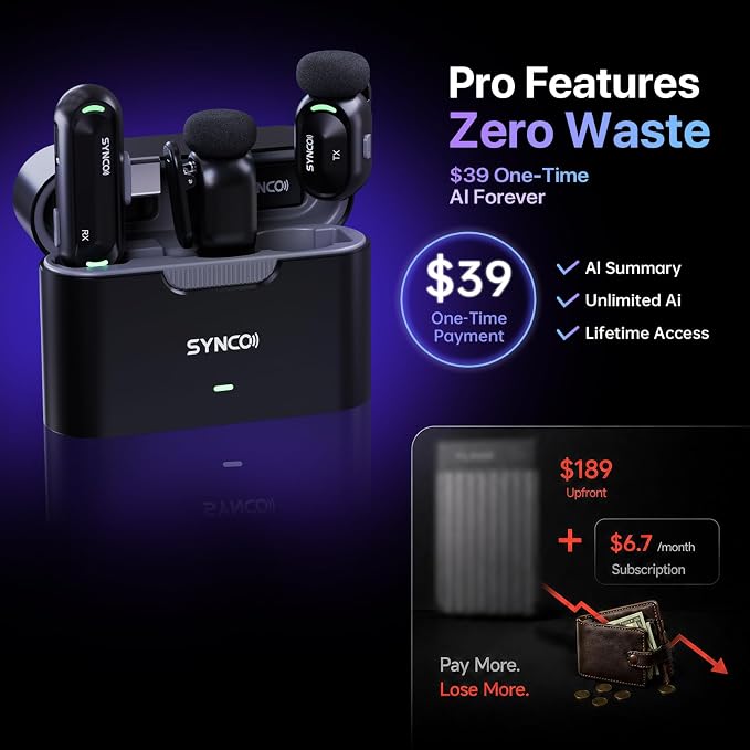 SYNCO AI Mini Wireless Lavalier Microphone for Android USB-C Creators | AI Translation & Instant Summaries, AI Noise Reduction and Mind Maps, Save Time for Vlogs, Interviews, Meetings, Travel - Image 10