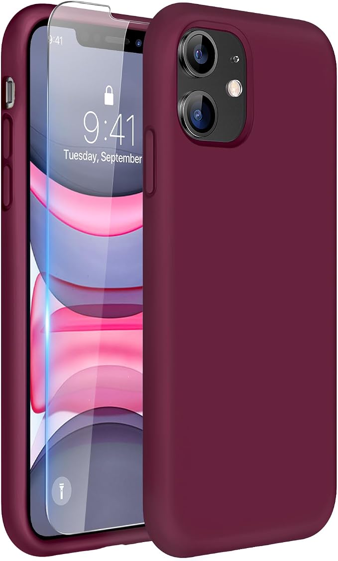 Miracase Silicone for iPhone 11 Phone Case, Wine Red | Soft Anti-Scratch Microfiber Lining, Premium Silicone Cover Shockproof Drop Protection Phone Case for 11 by Miracase