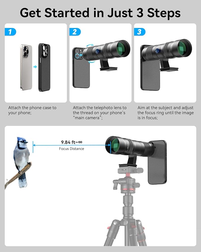 20-60X Zoom Telephoto Lens for iPhone 17, Evil Eye High Power HD Telephoto Phone Lens with Phone Case - Image 6