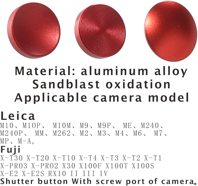 Soft Metal Shutter Release Button Compatible with Fuji X Series Shutter Button Screw Hole Camera (3 Pack) - Image 2
