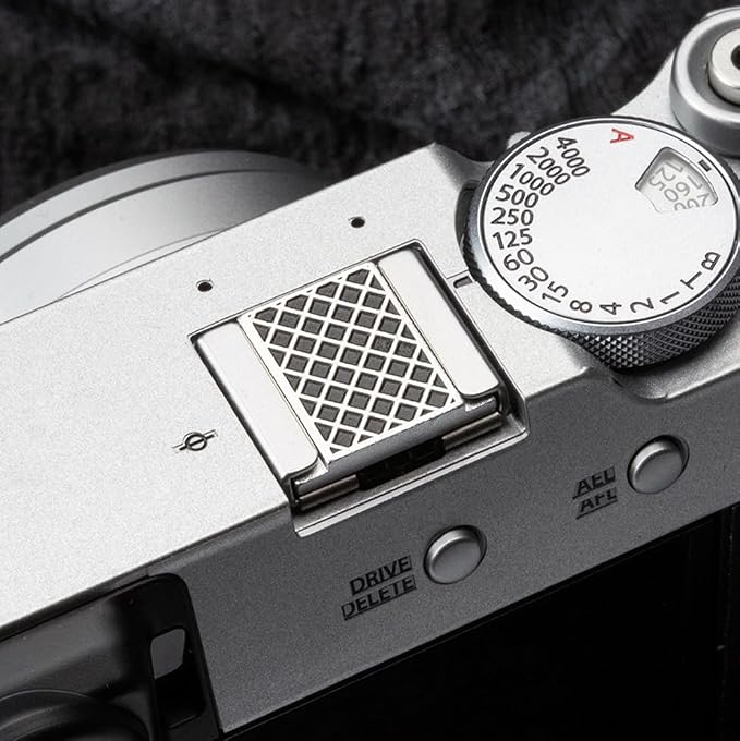 Grid Pattern Camera Metal Hot Shoe Cover for FUJIFILM X100VI X100V X-T4 X-T3 X-E4 X-T50 X-T30II Shutter Decorative Set (Aluminum Alloy-Hot Shoe Cover) - Image 3