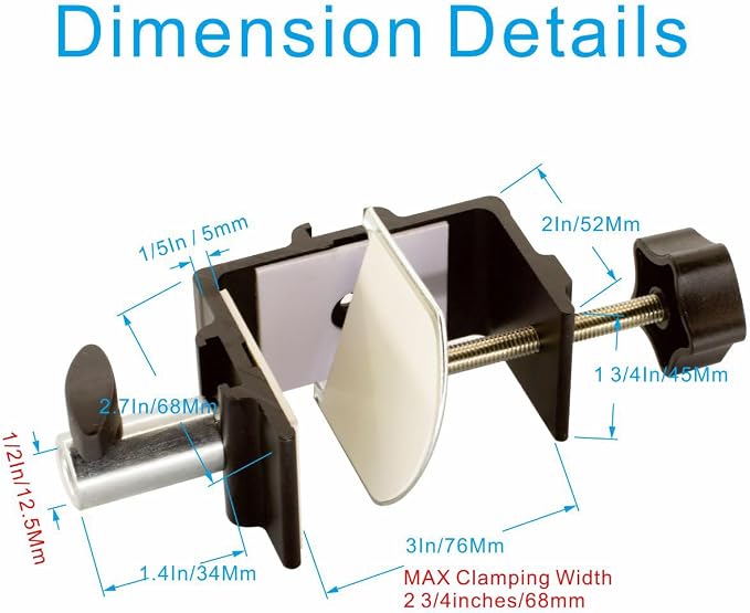 Replacement Heavy Duty C Clamp for 1/2” Base Magnifying Lamp,Desk Lamp,Swing Arm Lamp,Phone I pad Mount,Tablet Mic Holder,Table Mount Clamp for Microphone Stand Mic Boom Arm (G1 BLACK) - Image 4
