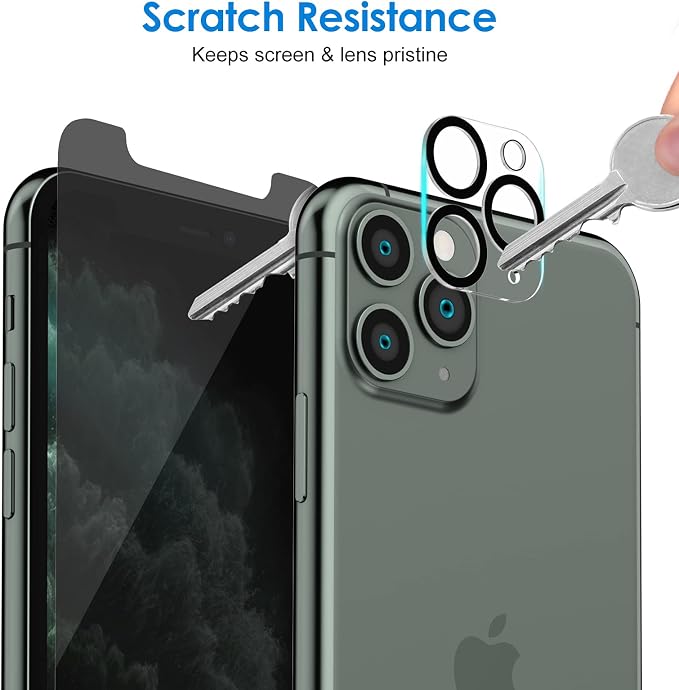 JETech Privacy Screen Protector for iPhone 11 Pro Max, 2+2 Pack | with Camera Lens Protector, Anti-Spy 9H Tempered Glass, Fingerprint ID Compatible - Image 6