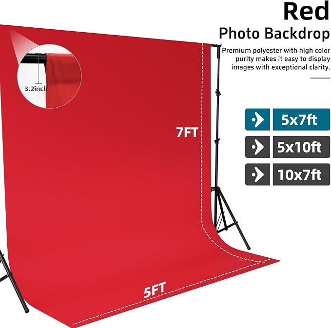 Red Photo Backdrop for Photography Photoshoot Background, 5x7FT | Multipurpose Screen for Portrait Studio Video Recording Party Non-Reflective Easy Setup High Density - Image 4